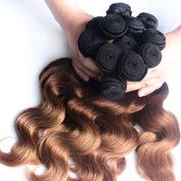 Qingdao Factory Supply Cheap Ombre Brown Women Hair Long Curly 6inch Brazilian Human Hair Extension